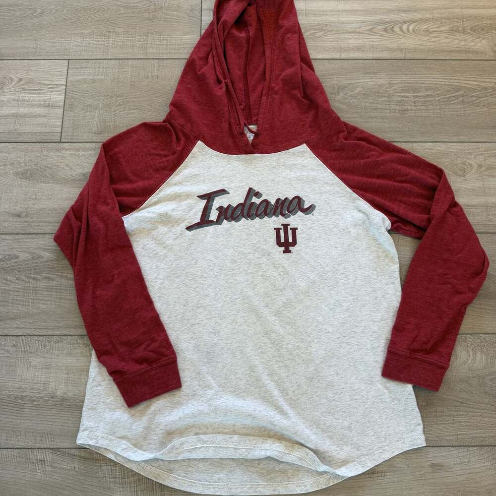 Blue 84 Indiana Hoosiers Womens L Hooded Raglan